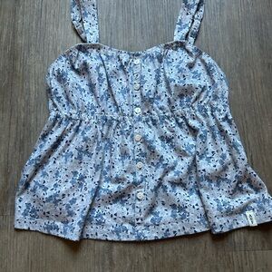 Abercrombie Kids Gray and White Smocked Sleeveless Tank Top